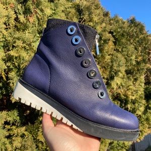 United Nude Blue Leather Ankle Zip Up Bootie Size 36